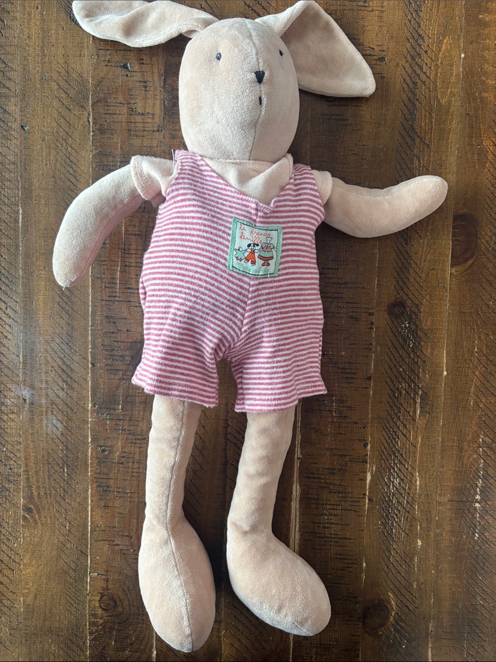 Moulin Roty Sylvain the Rabbit Plush from La Grande Famille Large Tall 50 cm